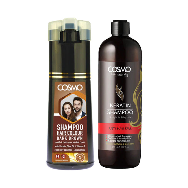 Dark Brown Hair Colour Shampoo 180ml - Keratin Shampoo 480ml