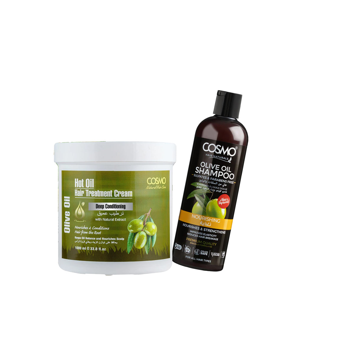 Hot Oil Hair Treatment Cream Olive Oil 600ml & Olive Oil Shampoo 480m - Pack Of 2