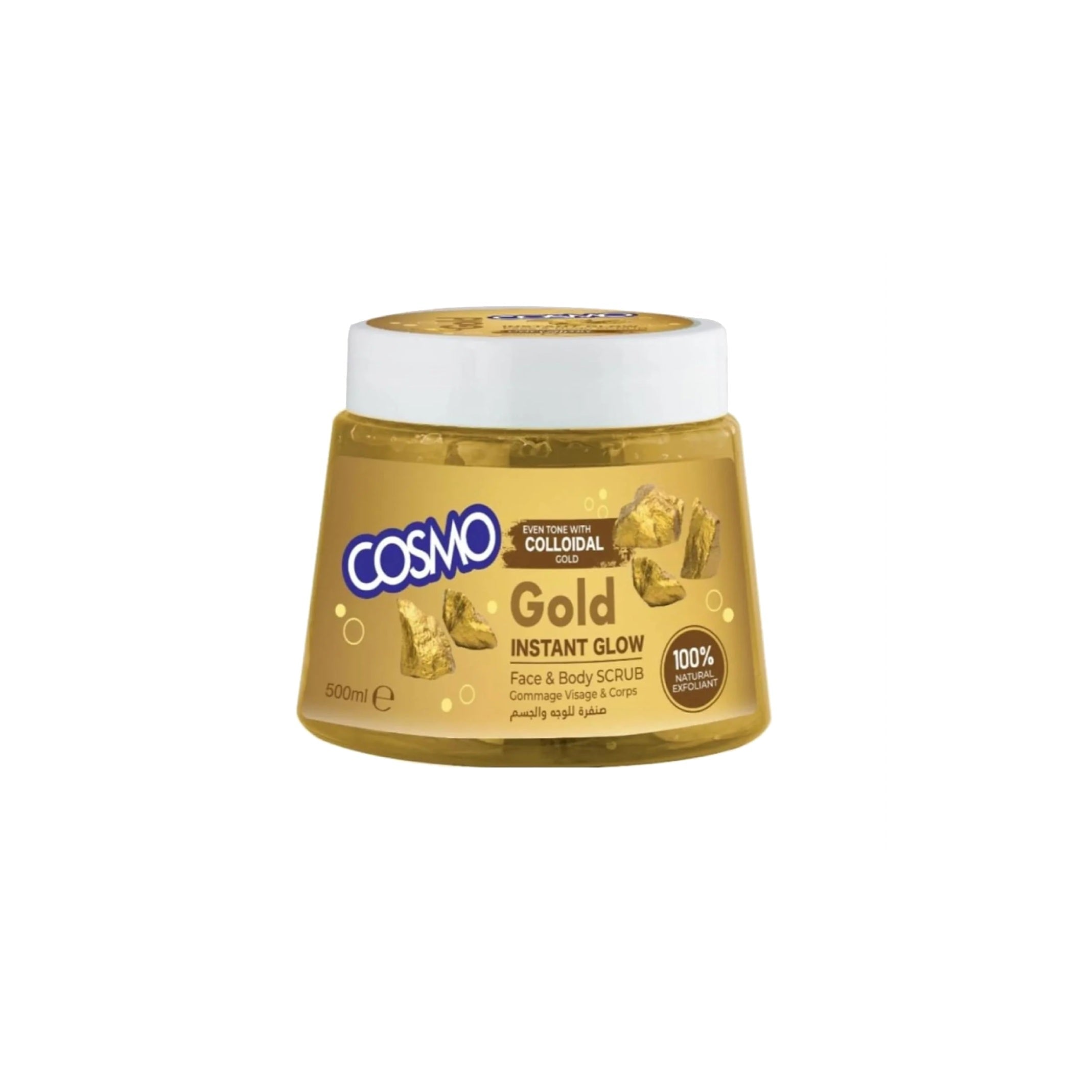 SCRUB  FACE AND BODY SCRUB GOLD 500ML  (TRAPEZOIDAL JAR) (COSMO SERIES)